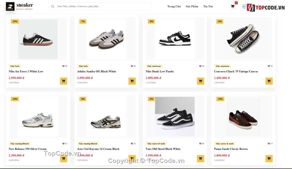website,web bán giày,web bán phụ kiện
